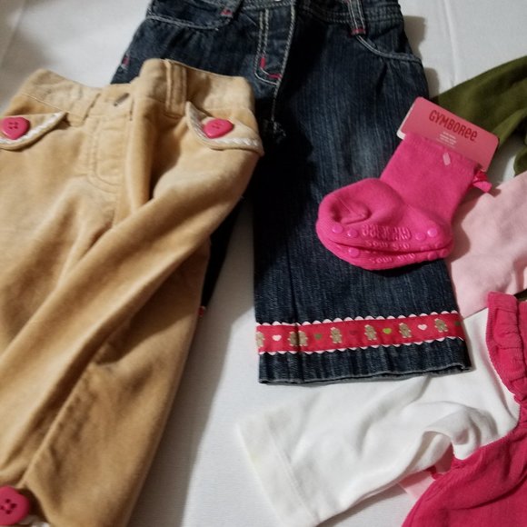 Gymboree Gingerbread Girl 3-6 Month NWT Light pink top & Green top, jeans, tan p - Picture 6 of 8